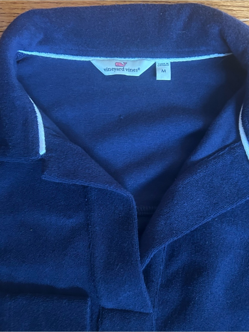Vineyard Vines Navy Popover Pullover Collared Sweatshirt M Coastal Nautical - Picture 5 of 10